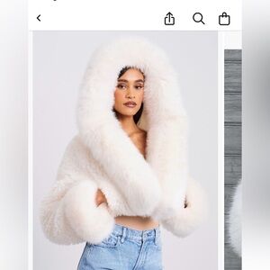 Kali white faux shearling fur trimmed coat